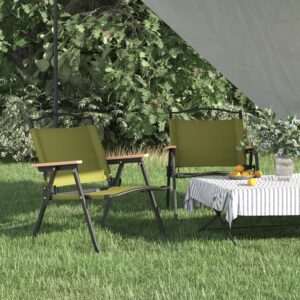 Set of 2 Green Camping Chairs  Lightweight and Foldable  Durable Oxford Fabric  Ideal for Outdoor Activities