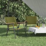 Set of 2 Green Oxford Fabric Camping Chairs - Lightweight  Foldable  Water-Resistant  Durable