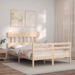 Bed Frame with Headboard 137x187 cm Double Solid Wood