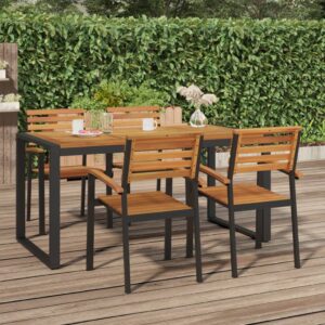 Solid Acacia Wood Garden Table with U-Shaped Legs  Outdoor Patio Furniture  Durable and Sturdy