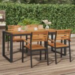 Solid Acacia Wood Garden Table with U-Shaped Legs  Outdoor Patio Furniture  Durable and Sturdy