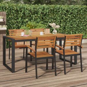 Solid Acacia Wood Garden Table with U-Shaped Legs  Outdoor Patio Furniture  Durable and Sturdy