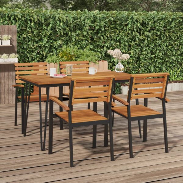 Solid Acacia Wood Garden Table with Hairpin Legs  Outdoor Patio Furniture  Sturdy and Durable  Industrial Look