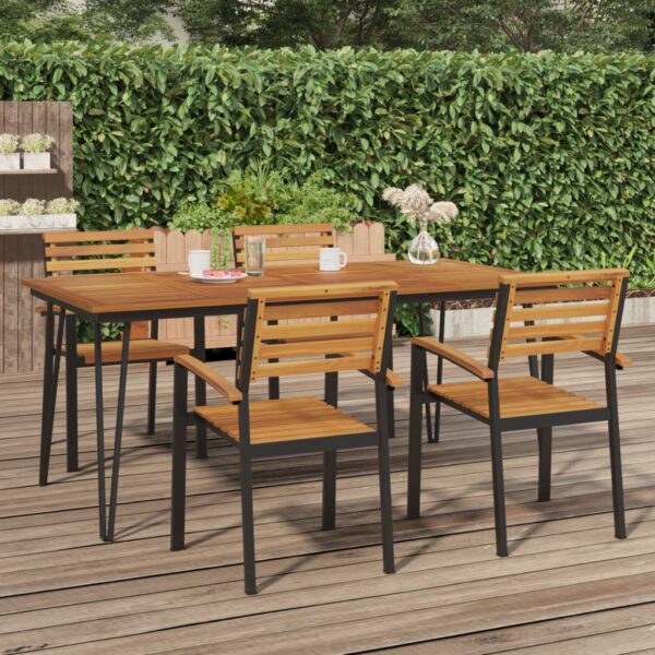 Solid Acacia Wood Garden Table with Hairpin Legs  Outdoor Patio Furniture  Sturdy and Durable  Assembly Required