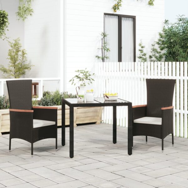 Stylish Black Poly Rattan Garden Chairs with Cream Cushions  Weather Resistant  Set of 2