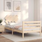 Bed Frame with Headboard 92x187 cm Single Size Solid Wood