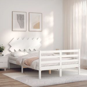 Bed Frame with Headboard White 137x187 cm Double Solid Wood