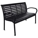 Stylish Black Garden Bench  Durable Steel and WPC  Comfortable Outdoor Seating  Easy Assembly