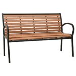 Stylish Garden Bench in Black and Brown  Durable Steel and WPC  Comfortable Outdoor Seating