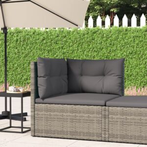 Grey Garden Corner Sofa with Cushions  Poly Rattan Material  Weather Resistant  Adjustable Seat  Comfortable Padding