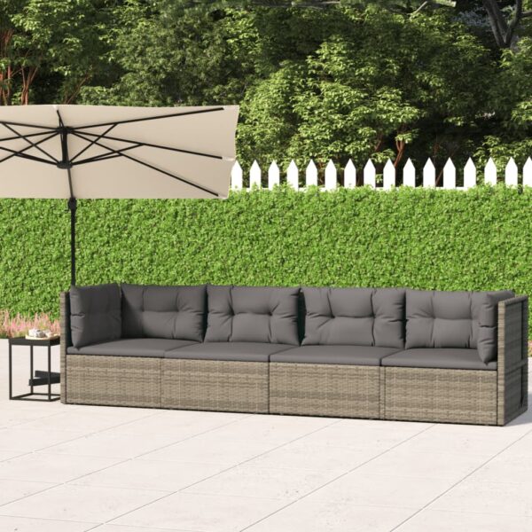 Stylish Grey Garden Lounge Set with Cushions  Poly Rattan Material  Weather Resistant  Modular Design