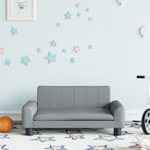 Kids Light Grey Sofa  Comfortable Fabric  Soft Foam Padding  Sturdy Pine Wood Frame  Stylish Design