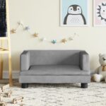 Kids Velvet Sofa in Light Grey - Comfortable  Soft  Sturdy  Safe  and Stylish - Perfect for Children's Room