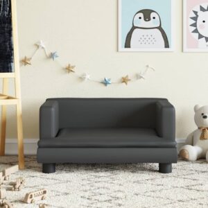 Kids Sofa in Black Faux Leather - Comfortable  Soft  Sturdy  Safe  Stylish - Ideal for Ages 3-6