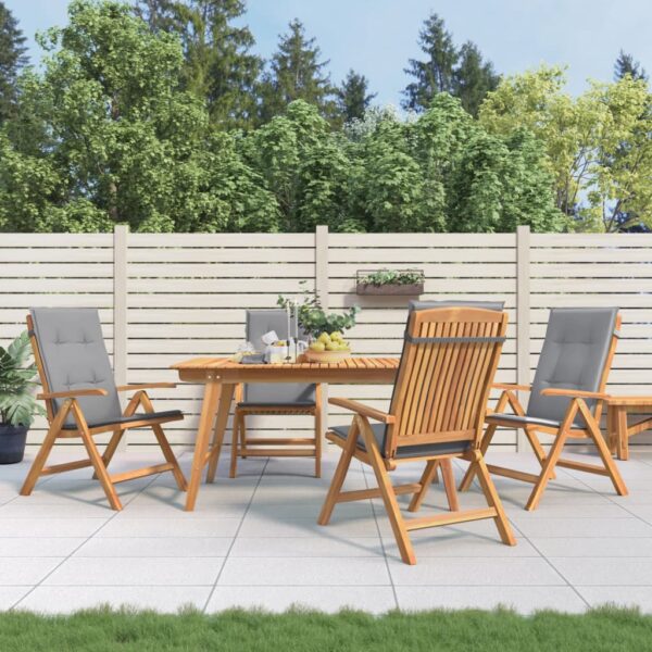 Reclining Garden Chairs with Cushions 4 pcs Solid Wood Teak