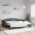 Daybed with Trundle Dark Grey 92x187 cm Single Size Fabric