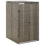 Grey Single Wheelie Bin Shed Poly Rattan Durable Weather Resistant with Lockable Doors