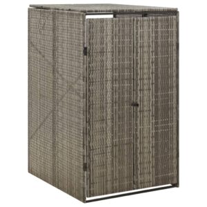 Grey Single Wheelie Bin Shed Poly Rattan Durable Weather Resistant with Lockable Doors