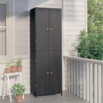 Garden Storage Cabinet Black 59x40x180 cm Poly Rattan