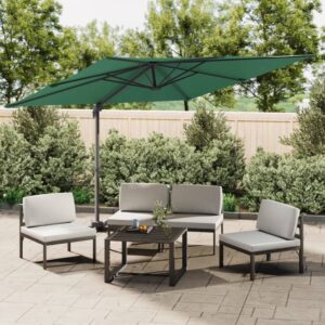 Green Cantilever Umbrella with Aluminium Pole  UV Resistant  Water-Resistant  360-Degree Rotating Design