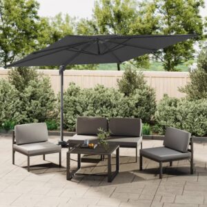 Double Top Cantilever Umbrella in Anthracite  UV Resistant  Water-Resistant  360-Degree Rotating Design