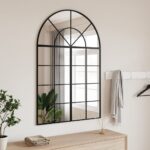 Black Wall Mirror 80x120 cm Arch Iron Frame  Glass Material  Home Decor  Wall-Mounted