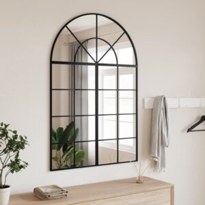 Black Wall Mirror 80x120 cm Arch Iron Frame  Glass Material  Home Decor  Wall-Mounted