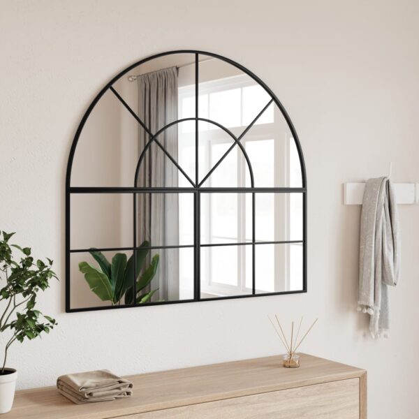 Wall Mirror Black 100x90 cm Arch Iron