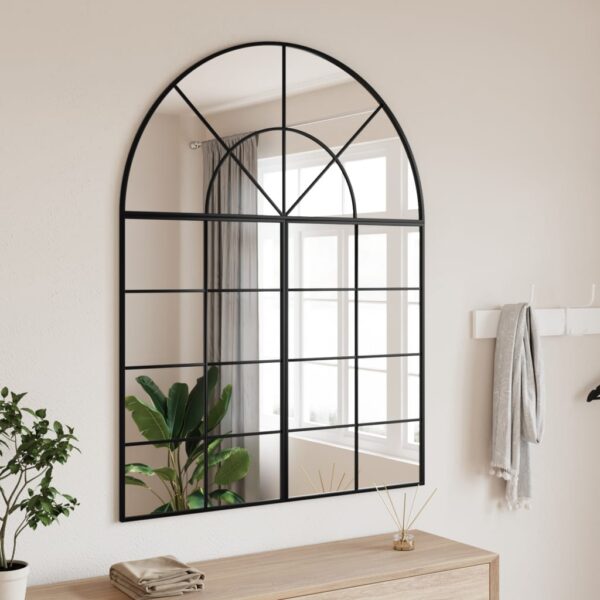 Large Black Wall Mirror  Arch Design  Iron Frame  100x130 cm  Ideal for Home Decor