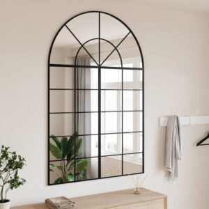 Large Black Wall Mirror  Arch Design  Iron Frame  100x150 cm  Ideal for Home Decor