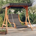 Swing Chair with Cushion and Canopy Solid Wood Spruce