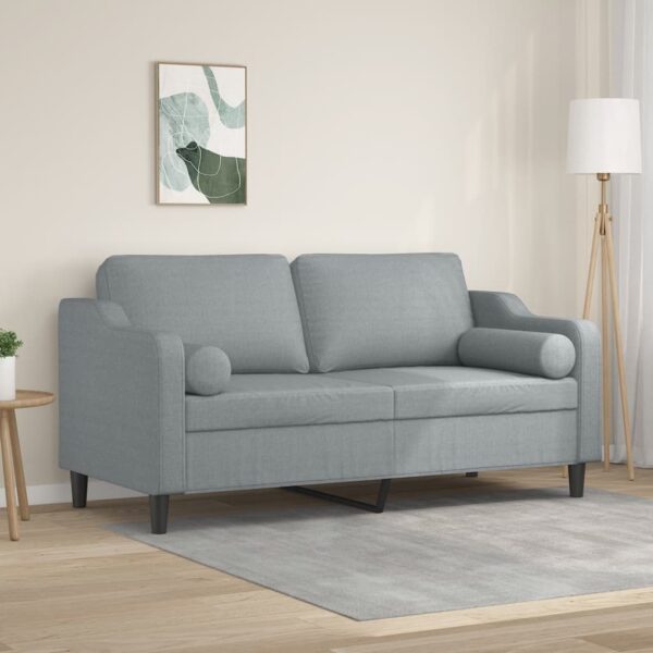 2-Seater Sofa with Throw Pillows Light Grey 140 cm Fabric