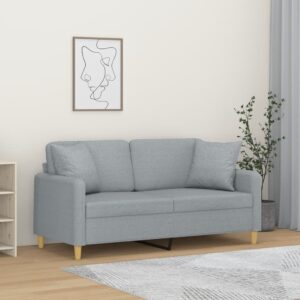 2-Seater Sofa with Throw Pillows Light Grey 140 cm Fabric