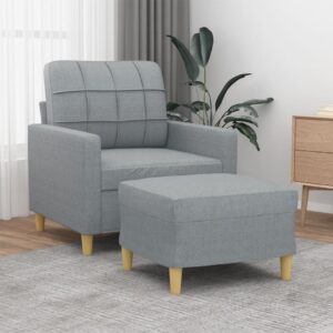 Light Grey Fabric Sofa Chair and Footstool Set  Comfortable and Durable  Modern Design  Ideal for Home