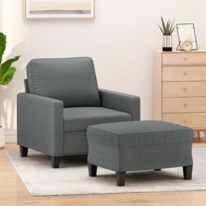 Dark Grey Fabric Sofa Chair and Footstool Set  Comfortable and Durable  Modern Design  Ideal for Home