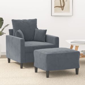 Sofa Chair with Footstool Dark Grey 60 cm Velvet