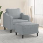 Sofa Chair with Footstool Light Grey 60 cm Fabric