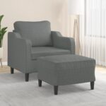 Sofa Chair with Footstool Dark Grey 60 cm Fabric