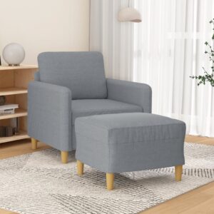 Sofa Chair with Footstool Light Grey 60 cm Fabric