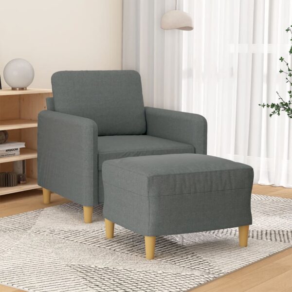 Sofa Chair with Footstool Dark Grey 60 cm Fabric