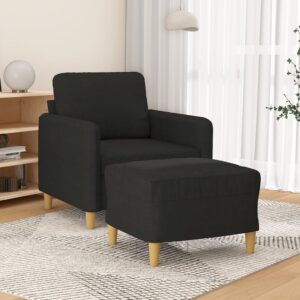 Sofa Chair with Footstool Black 60 cm Fabric