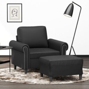 Sofa Chair with Footstool Black 60 cm Faux Leather