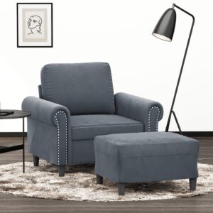 Sofa Chair with Footstool Dark Grey 60 cm Velvet