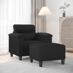 Sofa Chair with Footstool Black 60 cm Faux Leather