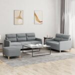 3 Piece Sofa Set with Cushions Light Grey Fabric