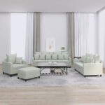 4 Piece Sofa Set with Cushions Light Grey Velvet