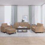 4 Piece Sofa Set with Cushions Cappuccino Faux Leather