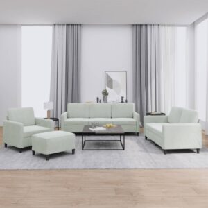 4 Piece Sofa Set Light Grey Velvet