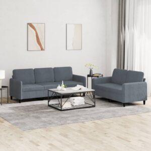 2 Piece Sofa Set Dark Grey Velvet