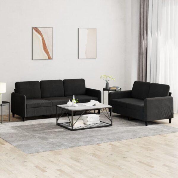 2 Piece Sofa Set Black Velvet